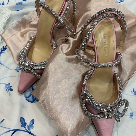 New Mach & Mach Pink Double Bow Heels 37.5 - Picture 3 of 4